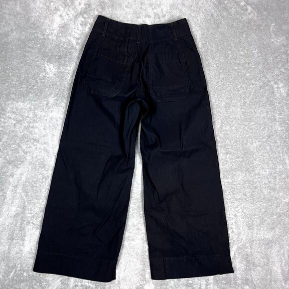 Maeve Anthropologie The Colette Pants Women's 25P Linen Stretch Wide Leg Black - Picture 4 of 10